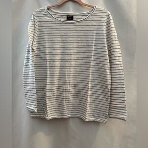 Untuckit Leoville Boatneck Long Sleeve Shirt Black & White